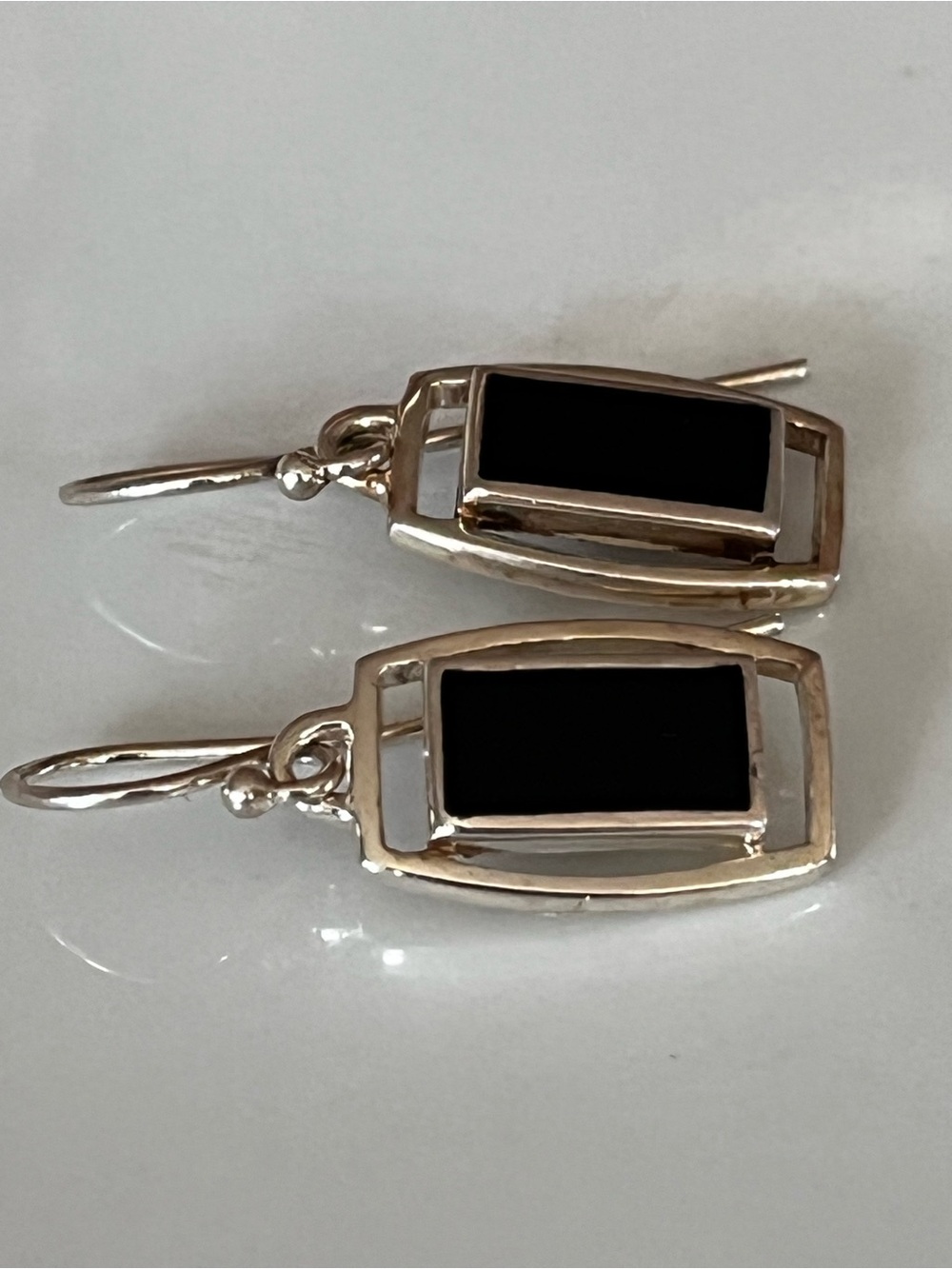 Sterling Silver Black Onyx Dangle Earrings - Picture 2 of 8